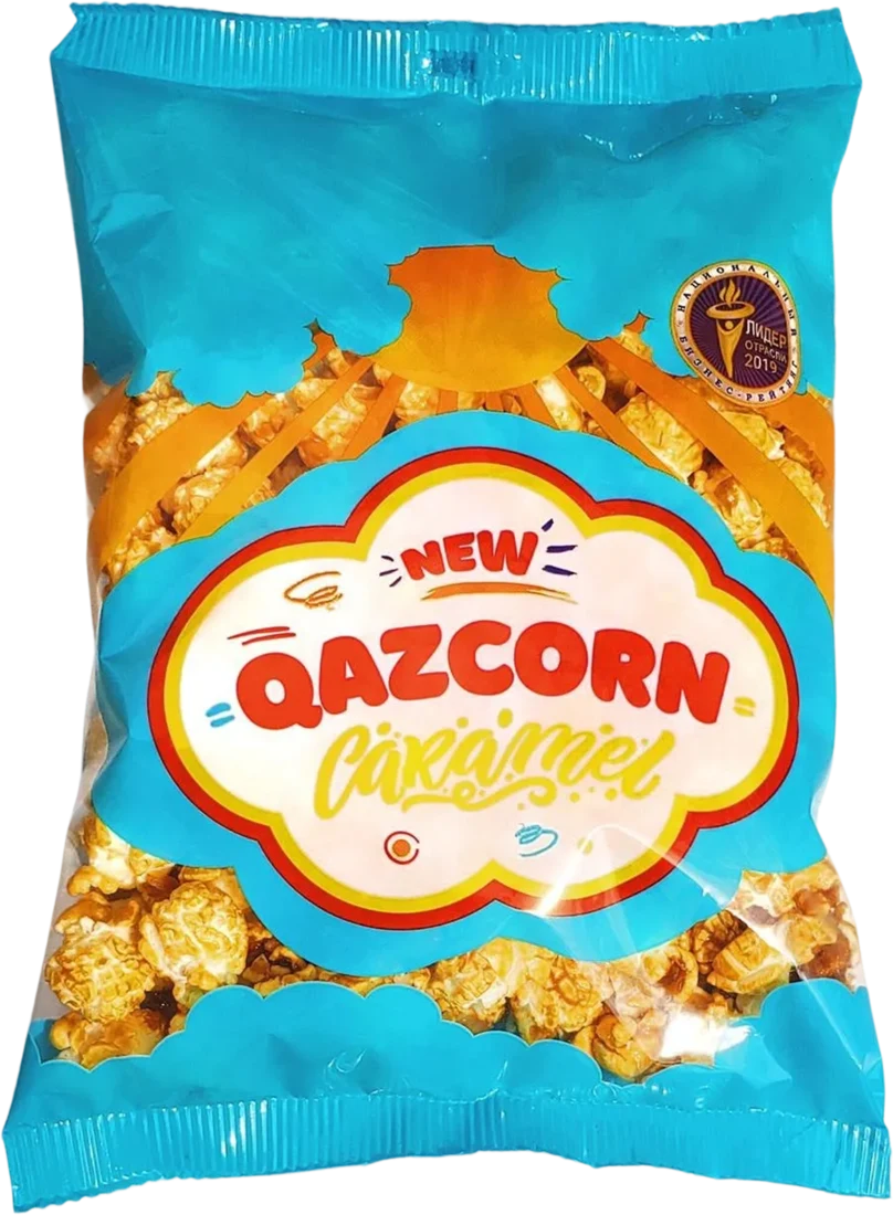 Пачка QAZCORN Caramel в карамельном вихре из попкорна